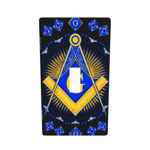 Retelly Freemasonry Gold Symbol Emblem Design Decorative Rocker Switch Wall Plate - Durable PC Material