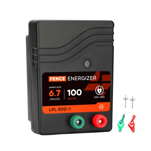 L-FENCE LYDITE FENCE Electric Fence Charger AC Powered 100 Miles 300 Acres, 110 Volt 6.7 Joule Plug-In Electric Fence Energizer, Output Voltage Max 10.2 kV for Livestock, Preventing Predators from Intruding