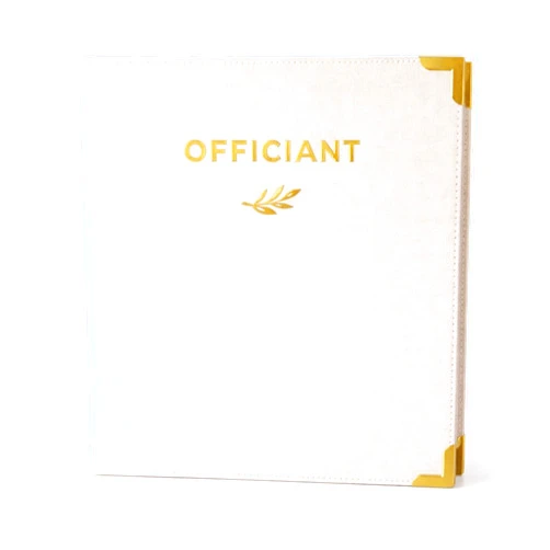 Paper 'n Such Wedding Officiant Binder Linen 3 Ring Folder with Gold Foil Stamping | Ceremony Script & Vows Document Holder | Marriage Officiant Organizer Portfolio 10.5 x 12