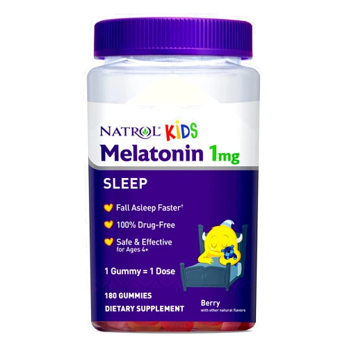 Natrol Kids Melatonin Sleep Aid Gummy, 1mg, Supplement for Children, Ages 4 and up, 180 Berry Flavored Gummies 180 Count (Pack of 1) Melatonin