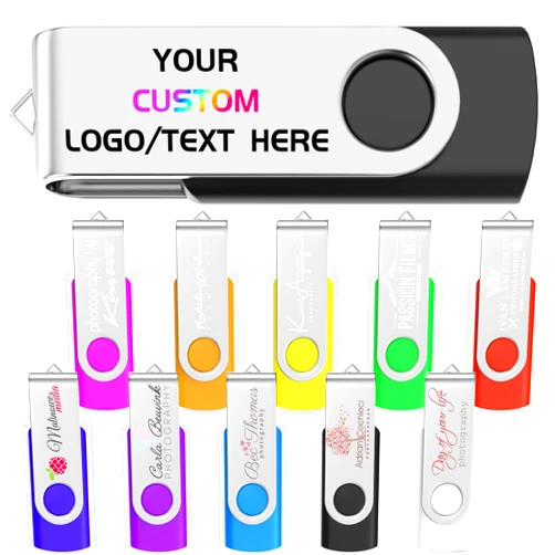 LRDWLN Custom Swivel USB 3.0 Flash Drive 10Pack, 4GB High-Speed Transmission Thumb Drives Carved Your Personalized Logo for Office/School/Company Ads/Photography - Customize Exclusive Text & Logo