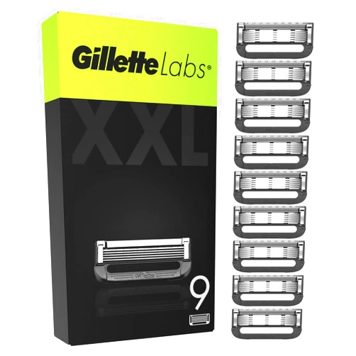 Gillette Labs Razor Blades Men, Pack of 9 Razor Blade Refills, Compatible with GilletteLabs with Exfoliating Bar and Heated Razor Razor Blades - Pack of 9