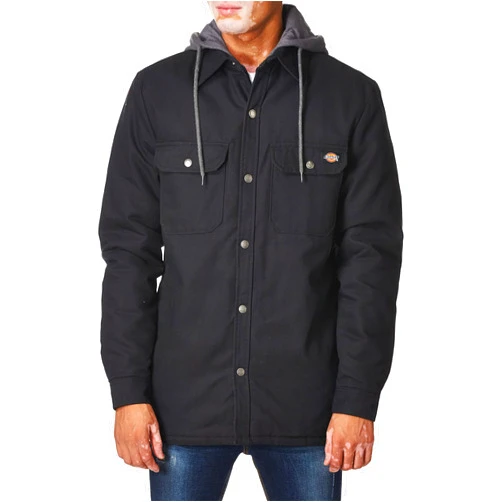 Dickies Men's Fleece Hooded Duck Shirt Jacket with Hydroshield