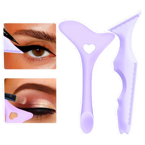 IDDFEVE 2Pcs Eyeliner Stencils, Silicone Winged Tip, Multifunctional Mascara Shield for Eyeshadow and Eyelashes, Professional &Quick Cat Eye Makeup Tool for Beginners (Purple)