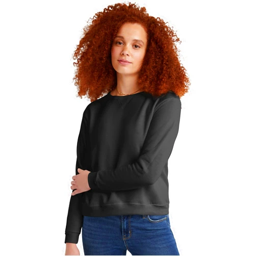 Hanes Women's Ecosmart V-Notch Crewneck Sweatshirt, Fleece Pullover Sweatshirt For Women