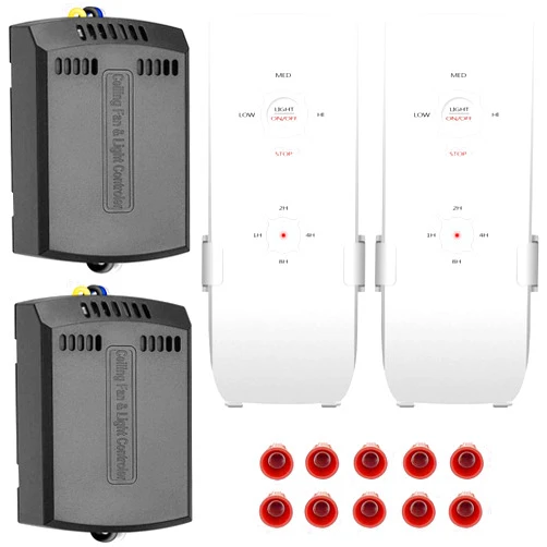 Aubric 2 Pack Small Size Universal Ceiling Fan Remote Control Kits, 3-in-1 Fan Speed, Light and Timing Wireless Control Receiver for Ceiling Fan Lamp, Fit Hunter Harbor Breeze Westinghouse Honeywell and More
