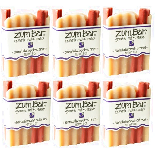 Indigo Wild Zum Bar Goat's Milk Soap - Sandalwood-Citrus - 3 oz (6 Pack)