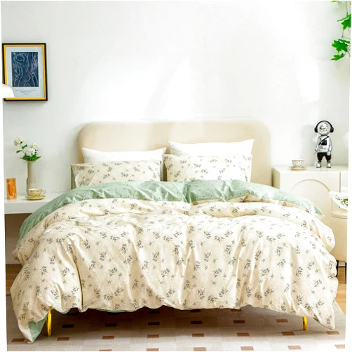 Jane yre Duvet Cover Twin Floral, 100% Cotton 3 Pieces Floral Bedding Set Twin, Garden Style Green Flower Pattern Floral Duvet Cover Twin, with Zipper Closure, Luxury Soft Breathable Comfy (Floral, Twin)