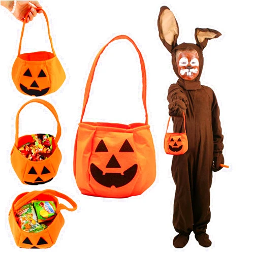 Generic Halloween Pumpkin Candy Bags, Halloween Pumpkin Candy Bags with Handle for Kids, Halloween Trick or Treat Bags for Halloween Party Favors