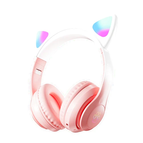 TOKANI Kids Headphones, Bluetooth Wireless Headphones for Kids Teens Adults, Over-Ear Bluetooth Headphones with Microphone, Cat Ear Headphones for Girls Women (New Pink)