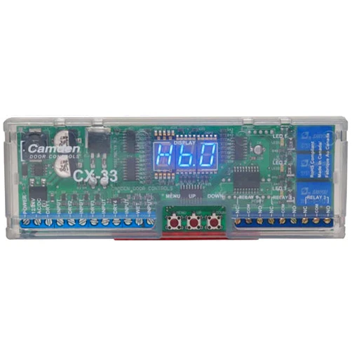 Camden Door Controls CX-33 Advanced Logic Relay, Large 3 Segment (Blue) LED Display, Selectable Time Delays with Delay On Input Activation, 15 Operating Modes with Sub-modes, 12/24V AC/DC