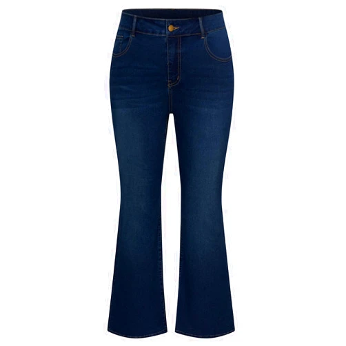 Hanna Nikole Women's Plus Size Wide Flared Jeans High Waisted Stretchy Bell Bottom Denim Jeans with Pockets