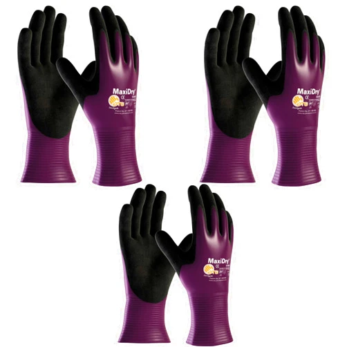 MaxiDry 3 Pack MaxiDry ATG Ultra Lightweight Nitrile Grip Oil-Resistant Glove 56-426, Sizes S-XL (Medium)