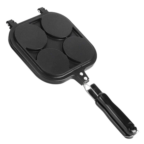 Hyuduo Non-Stick Pancake Maker, Double-Sided 4 Holes Lovely Cartoon Animal Pattern Flapjack Pan for Families and Kids Breakfast, Kitchen Cooking Pan