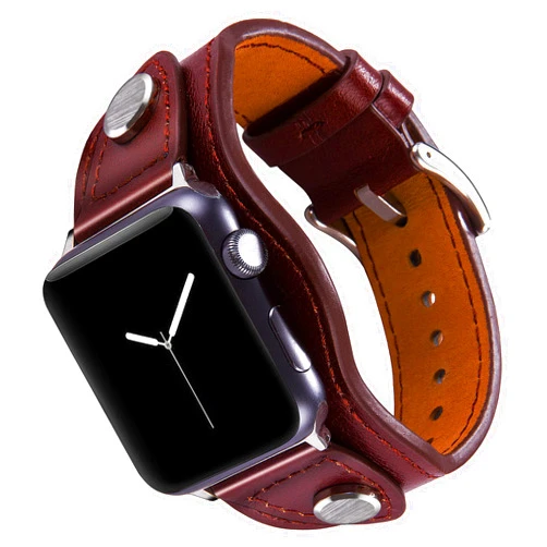 VIIVY VIYIV Designer Luxury Watch Band Compatible with Apple Watch Band 45mm 44mm 42mm for Men, Top Grain Leather Dressy Bracelet Vintage Cuff Strap Classic Bands for iWatch SE Apple Series /7/6/5/4/3/2/1