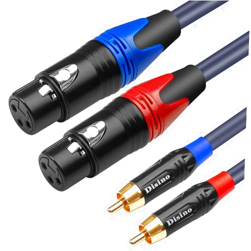 Disino Dual Female XLR to Dual RCA Cable, Heavy Duty 2-XLR Female to 2 RCA/Phone Plug Male HiFi Stereo Audio Connection Microphone Cable Interconnect Lead Wire - 5 Feet /1.5 Meters