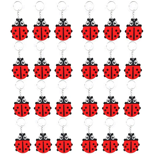 Elecrainbow 24 Pack Ladybug Keyring Pack Party Favor for Ladybug Lover, My Little Ladybug Themed Party, Baby Shower, Birthday
