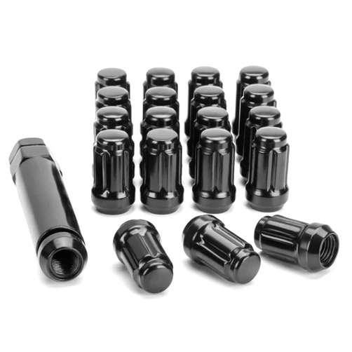 SUCOSO 20PCS M12x1.25 Spline Lug Nuts, Black 6 Spline Aftermarket Lug Nuts for Infiniti G35 G37 Nissan 350Z 370Z Subaru Impreza Outback Forester Tuner Wheels One Socket Key,Closed End Bulge Acorn Lug Nut