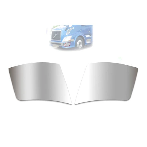 Longroadaccess Kozak Bumper Extension Corners Chrome Trim Set (Left Driver Side and Right Passenger Side) Compatible with Volvo VNL Trucks 2004-2015 PLUS Volvo Logo Emblem and Vest