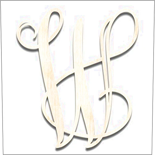 Back40Life - Precision Cut Vine Wood Monogram Letter - 13-inch Unfinished W