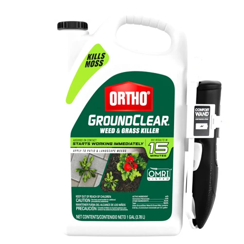 Ortho GroundClear Weed & Grass Killer with Comfort Wand - Kills Dandelions, Chickweed, Crabgrass, Moss & More, OMRI Listed, Ready-to-Use Grass and Weed Killer Spray, 1 gal.