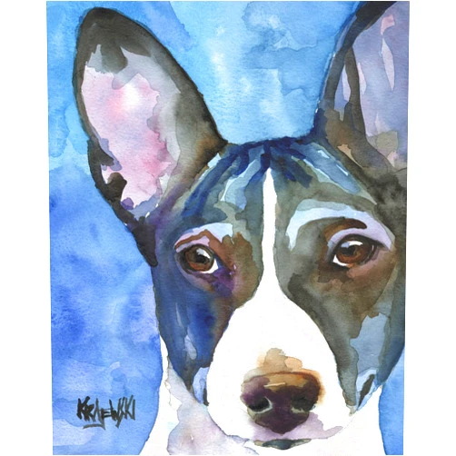 Custom Basenji Dog High Resolution Print of Original Fine Art Watercolor by Ron Krajewski-Home Wall Art Decor in 8
