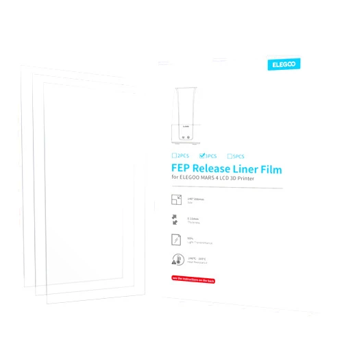 ELEGOO 3 PCS FEP Release Liner Film for ELEGOO Mars 4, Mars 5, Mars 5 Ultra Resin 3D Printer, 206mm*146mm, Thickness 0.15mm