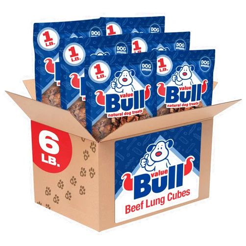 ValueBull Premium Beef Lung Cubes, 6 Pounds - Angus Beef Dog Treats, Grass-Fed, Single Ingredient