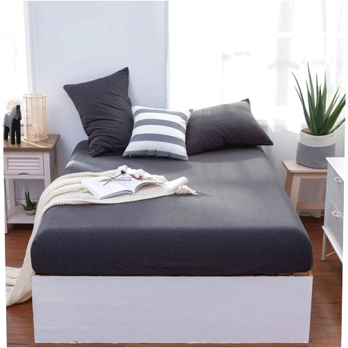 LIFETOWN 100% Jersey Knit Cotton Sheet, Extra Deep Pocket Sheet, 1 Fitted Sheet with 2 Pillowcases, Wrinkle-Free Ultra Soft (Dark Grey, Queen)