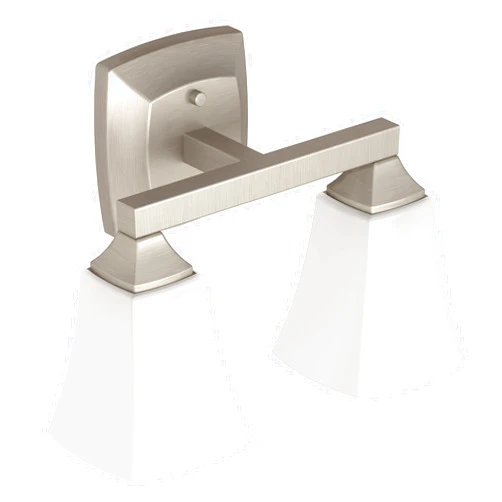 Moen YB5162BN Voss 2-Light Dual-Mount Bath Bathroom Vanity Fixture with Frosted Glass, Brushed Nickel