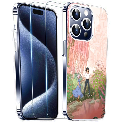 OVINDA Phone Case Cover Compatible with iPhone Ghibli Anime Studio Fantasy Castle Moving Howls Flower Howl Spring for Phone 11 Pro Max Soft TPU Clear Slim Transparent Silicone