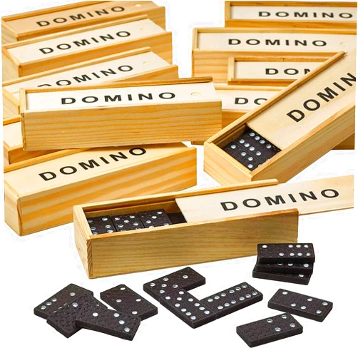 Kicko Mini Wooden Dominoes Set - 12 Pack - Miniature Classic Board Games - Small Blocks, Educational Toys, Game Tiles, Leisure Time, for Teens and Adults