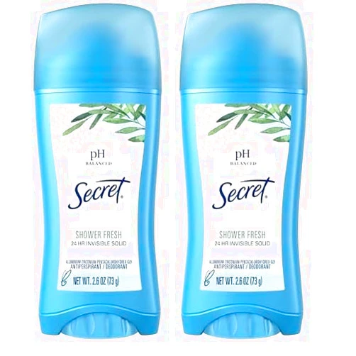 Secret Invisible Solid Antiperspirant and Deodorant for Women, Shower Fresh Scent, 2.6 oz (Pack of 2)