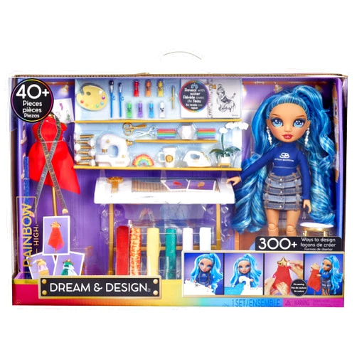 Rainbow High Dream & Design Fashion Studio Playset. Fashion Designer Playset with Exclusive Blue Skyler Doll. Plus Easy No Sew Fashion Kit. Gift for Kids 4-12 & Collectors