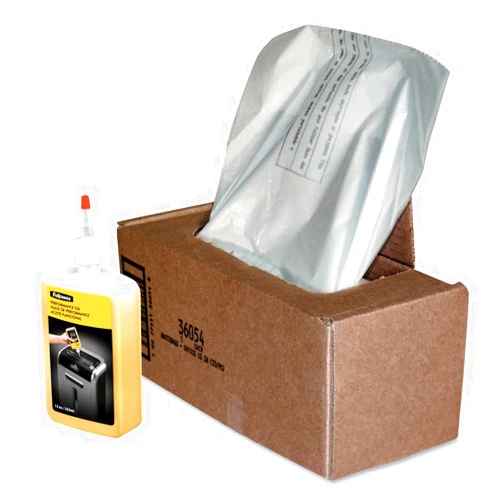 Fellowes Powershred Shredder Oil 12 oz. Bottle and 50 Waste Bags