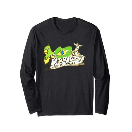 Rio De Janeiro Gifts - click to show more designs! Rio De Janeiro Brazil Flag Christ the Redeemer Long Sleeve T-Shirt
