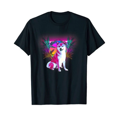 Cheems Dog Shiba Inu Dank Meme 80s Retro Vaporwave T-Shirt