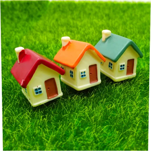 EMiEN 3PCS Mini House Miniature Ornament Kits,Miniature Ornament for DIY Dollhouse Decoration Fairy Garden Plant Décor