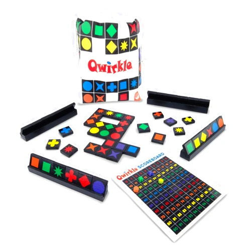 MindWare Qwirkle Gift Version - Includes 108 Wooden Tiles, Scoreboard and 4 Wooden Tile Racks in a Drawstring Bag