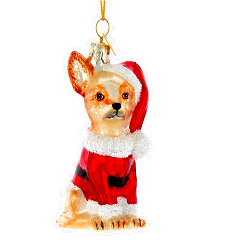 Kurt S. Adler Noble Gems™ Glass Chihuahua With Santa Suit Ornament