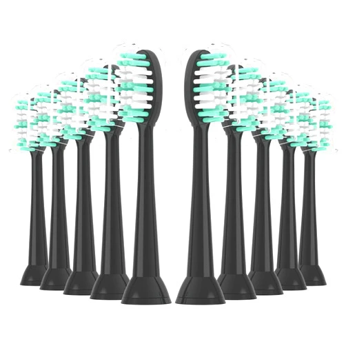 Xiaohead Replacement Toothbrush Heads 10 Pack for AquaSonic Black Series for Vibe Series Black Series pro, and for Duo Series pro Electric Toothbrush,Balck
