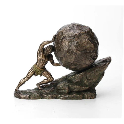 Veronese Design 8 1/8 Inch Sisyphus and The Eternal Boulder Cold Cast Resin Bronze Finish Statue Home Decor