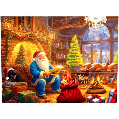 Anguis Jigsaw Puzzles for Adults 500 Piece Santa Claus Reading 20.5 x 15 Inch Puzzles for Adults Educational Challenge Toy Christmas Puzzles 500 Pieces for Adults
