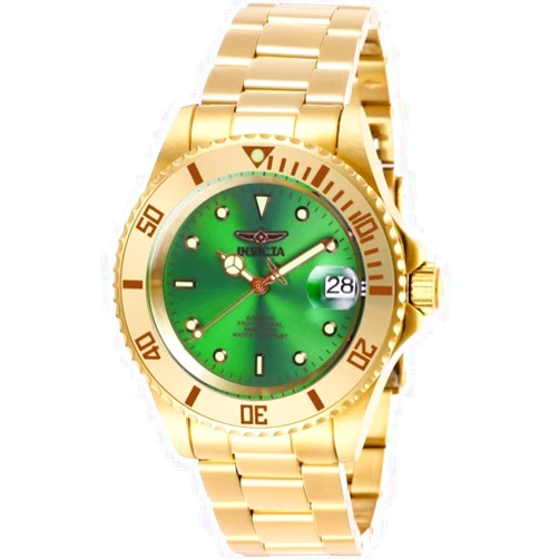 Invicta Pro Diver Men 40mm Stainless Steel Gold Green dial NH35A Automatic