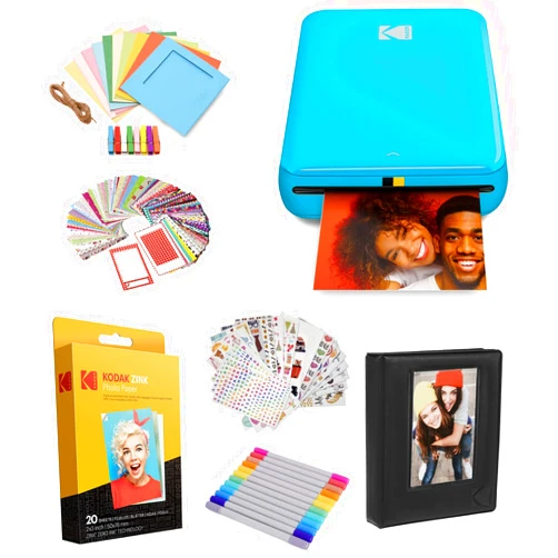 Kodak Step Instant Color Photo Printer with Bluetooth/NFC, ZINK Technology & Kodak App for iOS & Android (Blue) Starter Bundle