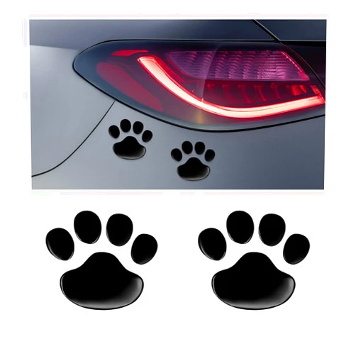 Suvnie 2 PCS 3D Dog Paw Footprint Sticker for Car, Waterproof Dog Paw Print Badge Decals, Auto Bumper Window Laptops Decor Emblem Sticker, Universal Exterior Car Accessories (Black)