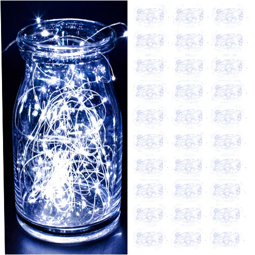 Kolpop [ 30 Packs ] Fairy Lights Battery Operated String Lights 7 FT/20 LED Mini Twinkle Battery Lights Small Fairy Lights for Mason Jars DIY Wedding Party Christmas Bedroom Decor, Cool White