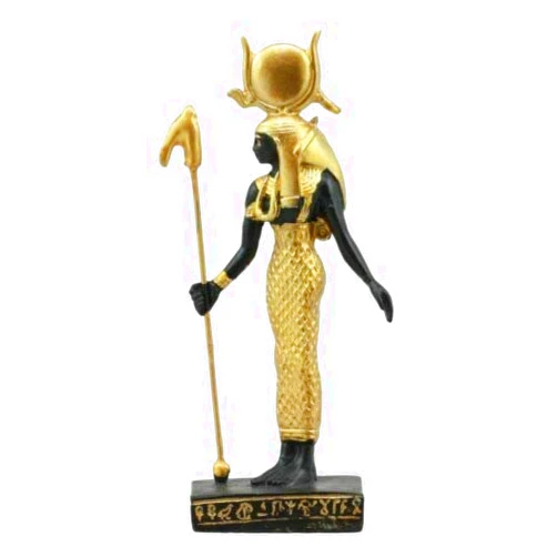 Ebros Gift Egyptian Classical Deities Miniature Hathor Goddess of Feminism Motherhood Figurine Gods of Egypt Dollhouse Mini Legends of Ancient Egypt Educational Sculpture Collectible
