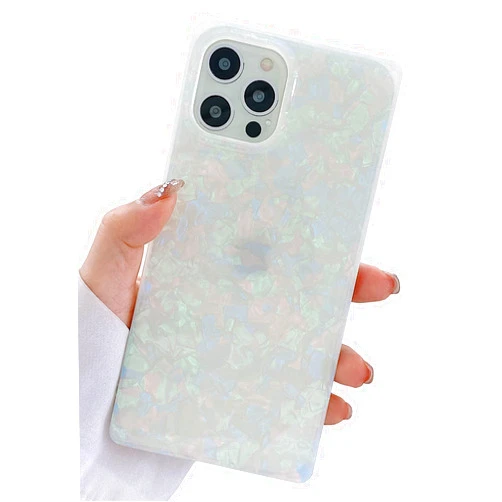 KERZZIL Cute Rectangle Compatible with iPhone 12/12 Pro 6.1-inch Case,Slim Colorful Sparkle Glitter Soft TPU Silicone Protective Durable Cases Cover(Pearl)