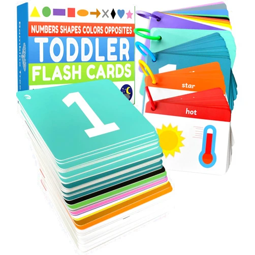 THE BAMBINO TREE Toddler Flash Cards - Learn Colors, Numbers, Shapes, Opposites on Thick Jumbo Flashcards for Early Learners - Teacher Designed for Preschool, Kindergarten & Toddlers